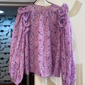 Ulla Johnson - Purple Floral Silk Top - size 10